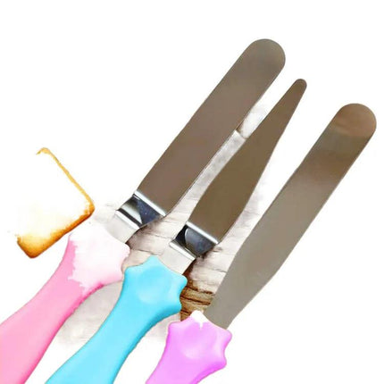 Cake Palette Knife and Lifter Steel, Plastic Handle 3pcs Set - THELOOTSALE