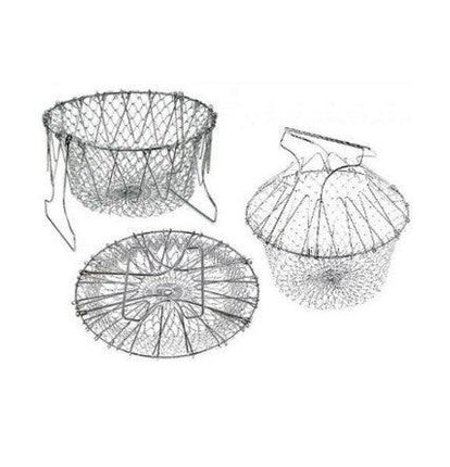 Chef Basket 12-in-1 Kitchen Tool Deluxe Boiler, Steamer, Strainer & Frying Multi-functional Collapsible Mesh Basket Foldable - THELOOTSALE