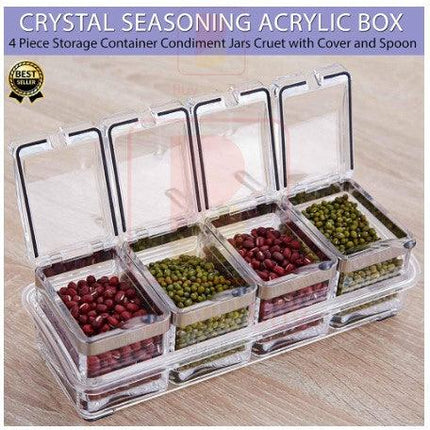 Crystal Seasoning Acrylic Box Pepper Salt Spice Rack 4 Box / spice box / 4 pcs box / crystal spice box - THELOOTSALE