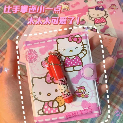 Cute Hello Kitty Frozen Design Children Stationary Mini Pocket Dairy Notepad Journal with Pen - THELOOTSALE