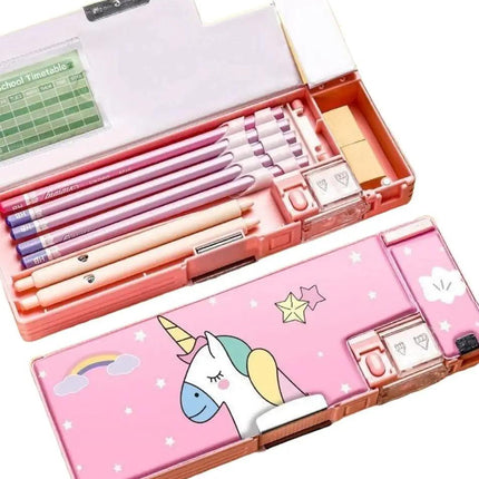 Cute Magnetic Pencil Case with Sharpener – Compass Box for Kids Cute Themed Luxury Pencil Box - THELOOTSALE