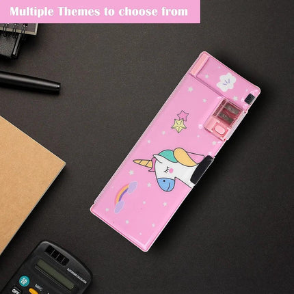 Cute Magnetic Pencil Case with Sharpener – Compass Box for Kids Cute Themed Luxury Pencil Box - THELOOTSALE