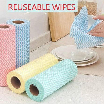 Disposable Reusable Kitchen Wipes | 1 Roll x 25 Tissues | All-Purpose Cleaning Cloths | 25 Wipes per Roll - THELOOTSALE