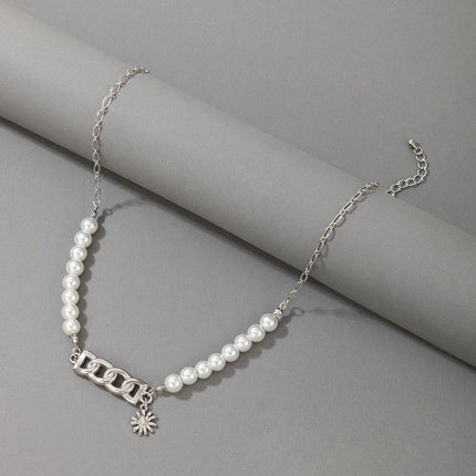 Elegant Pearl Choker Sun Pendant Necklace | Exquisite Hollow Chain Necklace | Neck Pendant Fashion Jewelry - THELOOTSALE