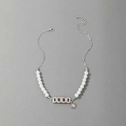 Elegant Pearl Choker Sun Pendant Necklace | Exquisite Hollow Chain Necklace | Neck Pendant Fashion Jewelry - THELOOTSALE