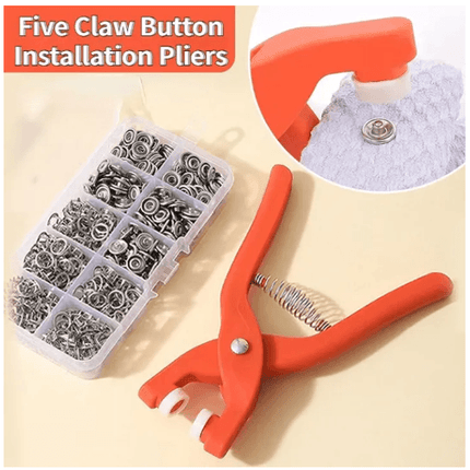 Five Claw Snap Buttons Installation Fastener Plier Toolkit with 25 Pcs Snap Buttons - THELOOTSALE