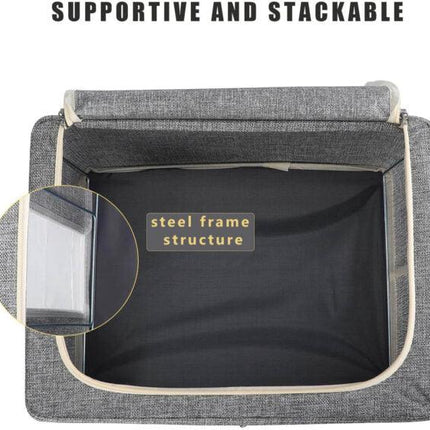 Foldable Non-Woven Steel Frame Wardrobe Shelves Zipped Fabric Clothes Storage Organizer Bag Box - THELOOTSALE