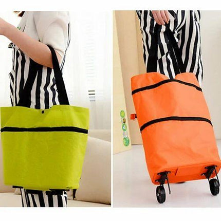 Folding shopping cart tote bag 2 in 1 folding shopping cart portable folding shopping cart tote cart - THELOOTSALE