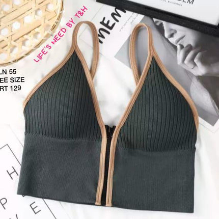 Front-Open Zipper Strap Wrapped Chest Cotton Bra | Malfunction-Proof - THELOOTSALE