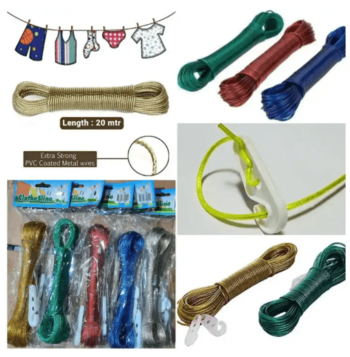 Heavy Duty Retractable PVC-Coated Metal Clothes Line Laundry Rope