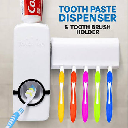 Automatic Toothpaste Squeezing Dispenser and Brush Holder Set
