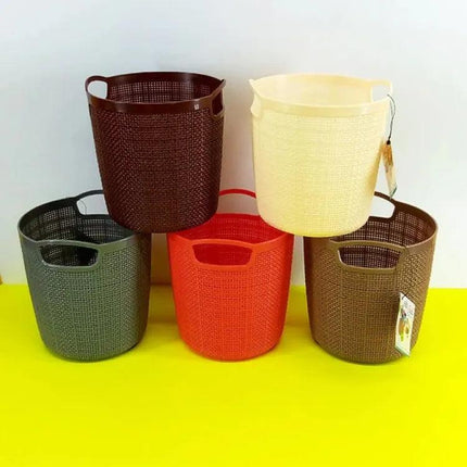 Jute Hollow Portable Storage Baskets Plastic Woven Basket Multi Color - THELOOTSALE
