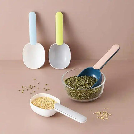 Kitchen Shovel Bucket-Shaped Spon With Bag Seal Clip, Multi-Functional Rice Spon Ice Cream Spon, Seal clip bag - THELOOTSALE