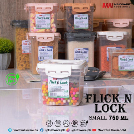 Maxware Transparent Spices Oats Beans Snacks Airtight Organizer Jar | Dry Fruits Food Flick N Lock Spice Organizer (750ml) - THELOOTSALE