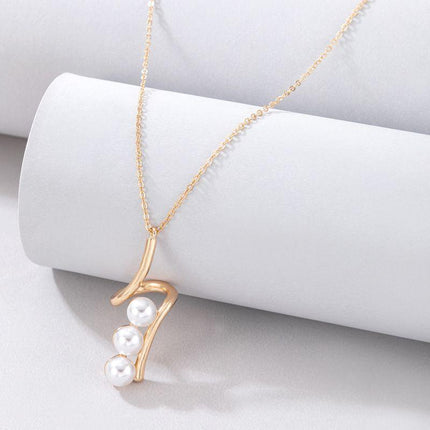 Metal Alloy Spiral Imitation Pearls Pendant Necklace Fashion Jewelry - THELOOTSALE