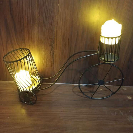 Metal Decoration Bicycle Candle Stand With 2 Led Candles - THELOOTSALE