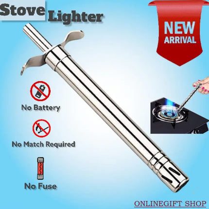 Metallic Long-Shaft Spark-Ignition One-Click Kitchen Stove Lighter with Knife - THELOOTSALE