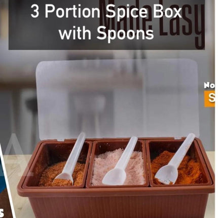 Modern 3 portion Spice Box with cover Partition spice storage box Masala box - THELOOTSALE