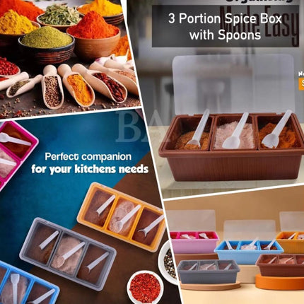 Modern 3 portion Spice Box with cover Partition spice storage box Masala box - THELOOTSALE