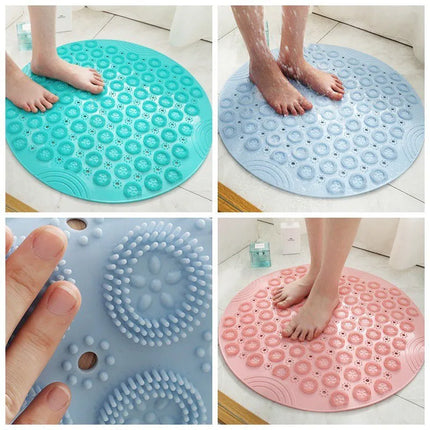 Multi-color Silicone Non-Slip Round Bathroom Mat - THELOOTSALE