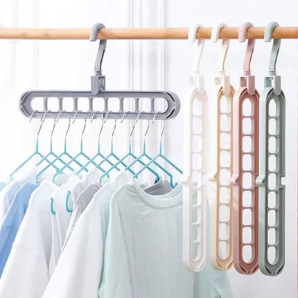 Multi-Function Folding Hanger | 9-Hole Rotating Clothes Hanger Closet Organizer | Home Bedroom Storage Rack Vertical Hanger - THELOOTSALE