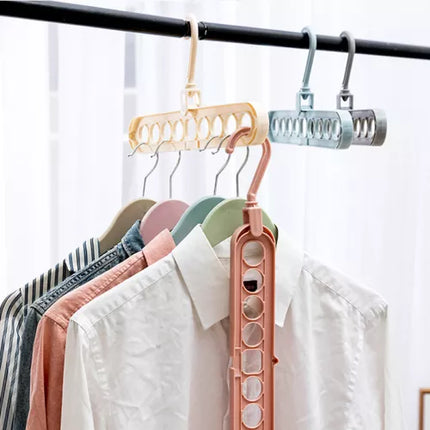 Multi-Function Folding Hanger | 9-Hole Rotating Clothes Hanger Closet Organizer | Home Bedroom Storage Rack Vertical Hanger - THELOOTSALE
