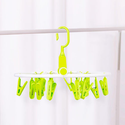 Multicolor 18-Clips Revolving Hooks Baby Clothes Organizer Hanger with Drying Clips - THELOOTSALE