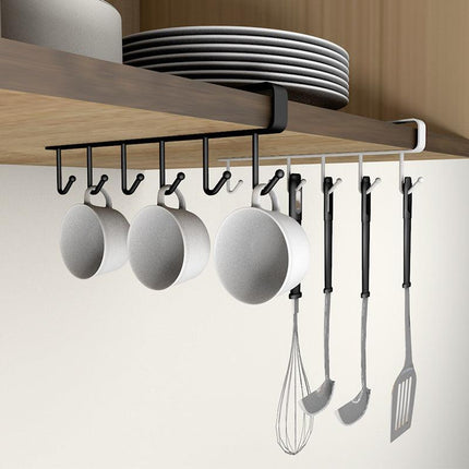 Multifunctional 6-Hooks Kitchenware Storage Iron Hooks | Under Cabinet Closet Hook Rack - THELOOTSALE