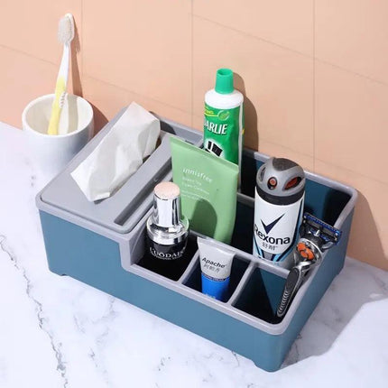 Multipurpose Desk Organizer with Tissue Napkin Holder | Stationery Make Up Organizer for Bedroom Bathroom | Wipes Case Desk Organizer - THELOOTSALE