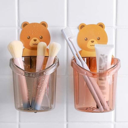 Multipurpose Teddy Bear Shaped Cosmetics Toothbrush Stationary Brush Holder - THELOOTSALE