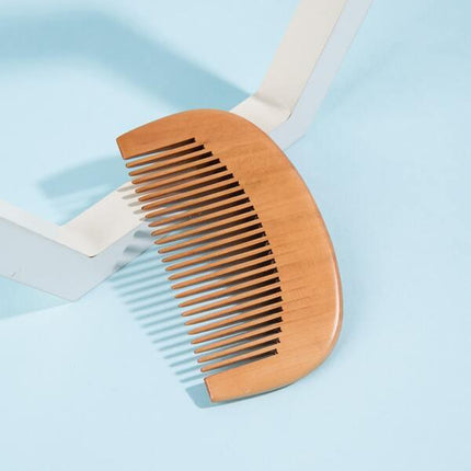 Natural Peach Wood Detangling Hair Beard Mustache Mini Pocket Travel Anti-Static Wooden Comb - THELOOTSALE