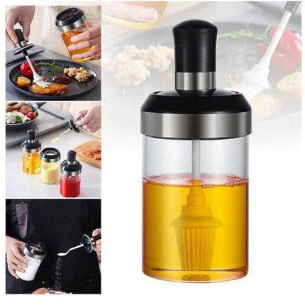 New Oil Bottle with Silicone Brush for Cooking BBQ Kitchen - THELOOTSALE