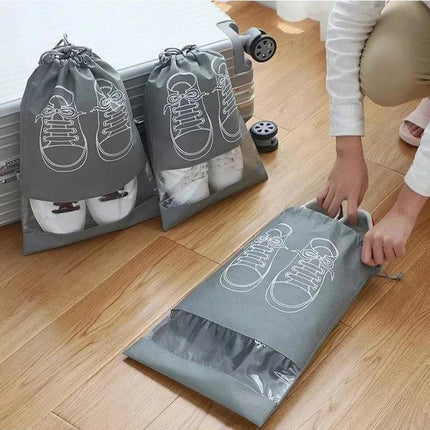 Non-Woven Fabric Dustproof Drawstring Travel Shoe Storage Bag Pouch - THELOOTSALE