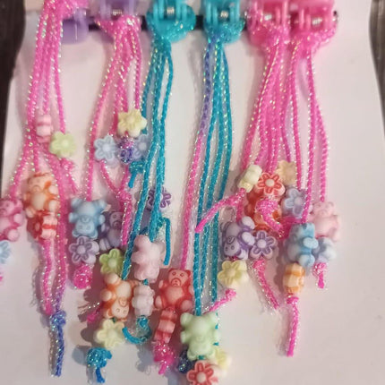 Pack of 6 Beaded Tassel Baby Hair clips and pins - Clips for hair - THELOOTSALE