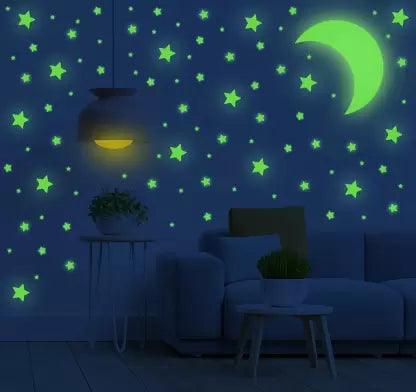 Pack of Night Glowing Stars & Moon - THELOOTSALE