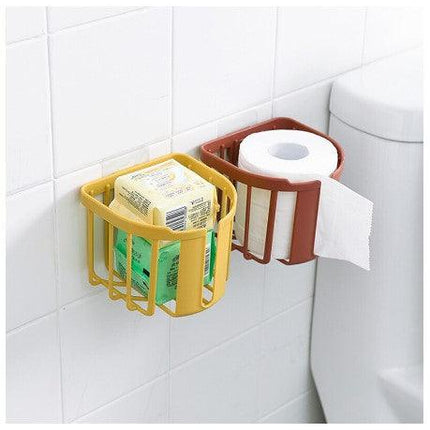 Plastic Waterproof Wall Mount Toilet Paper Holder Shelf Tray Roll Paper Tube Storage Box Creative Tissue Boxes - THELOOTSALE