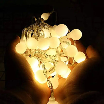 Remote-Controlled 50 Bulbs LED String Warm White Fairy Lights (16.4ft/5m) | Battery-Operated Indoor and Outdoor Decoration String Bulb Lights - THELOOTSALE