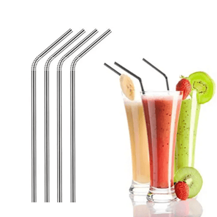 Reusable Stainless Steel Metal Drinking Straws with Cleaning Brush - THELOOTSALE