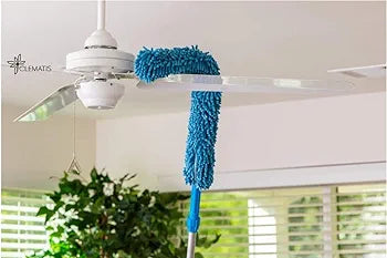 Microfiber Fan Cleaning Duster Steel Body Flexible Fan mop for Quick and Easy Cleaning of Home, Kitchen, Car, Ceiling, and Fan Dusting Office Fan Cleaning Brush with Long Rod