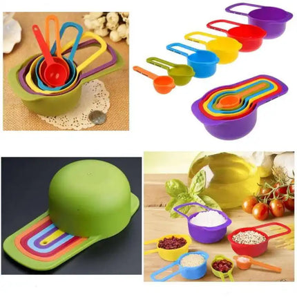 6 Pcs/Set Kitchen Measuring Cup Rainbow Color Stackable Combination Measuring Cup Kitchen Accessories