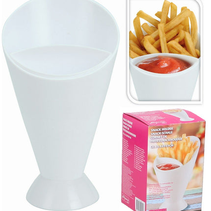 French Fries Holder Ketchup Dipper Snack Chips White Cone Stand