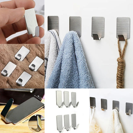Pack of 6 Wall Mounted Metal Sticky Hooks 2.5kg