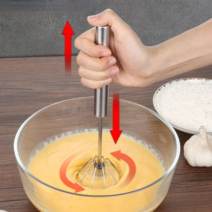 Semi-Automatic Manual Self Turning Stainless Steel Whisk Hand Mixer Blender