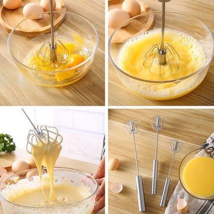 Semi-Automatic Manual Self Turning Stainless Steel Whisk Hand Mixer Blender