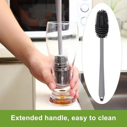 Silicone Glass Bottle Baby Feeder Cleaning Rubber Brush with Long Handle