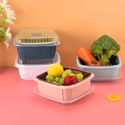 2-Layer Vegetables Fruits Storage Refrigerator Strainer Basket