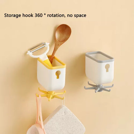 Rotatable Storage Hook Wall Hanging Hole Free Kitchen Storage Rack For Spatula Spoon - THELOOTSALE