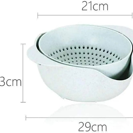 Rotatable Vegetables Fruits Washing Double-Drain Strainer Basket - THELOOTSALE