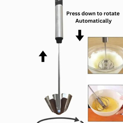 Semi Automatic Steel Egg Beating Mixing Whisk Manual Hand Blender - THELOOTSALE
