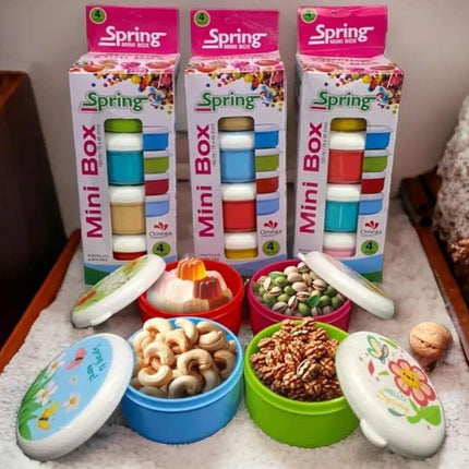 Set of 4 Mini Spring Bowl With Seal Cap food Storage Boxes - THELOOTSALE